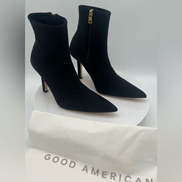 GOOD AMERICAN | Ankle Shine Neoprene Booties | Black | NWT 9 | w/ Dust Bag - Picture 2 of 15